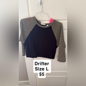 Drifter Black and Gold Raglan Sleeve Top
